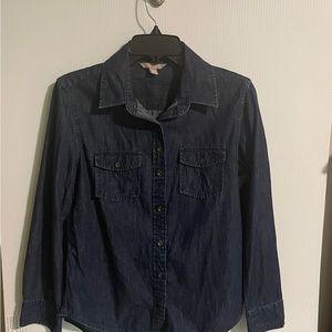 Banana Republic Long Sleeve Button Down Dark Denim Shirt Top Size M Medium